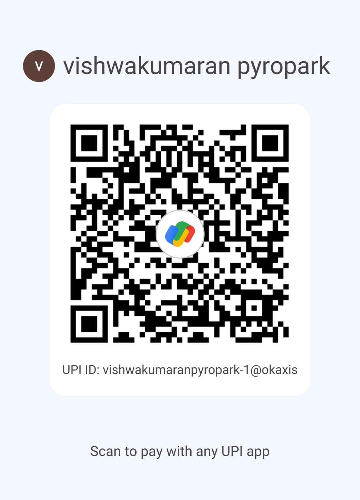 Kumaran Crackers Google Pay QR Code